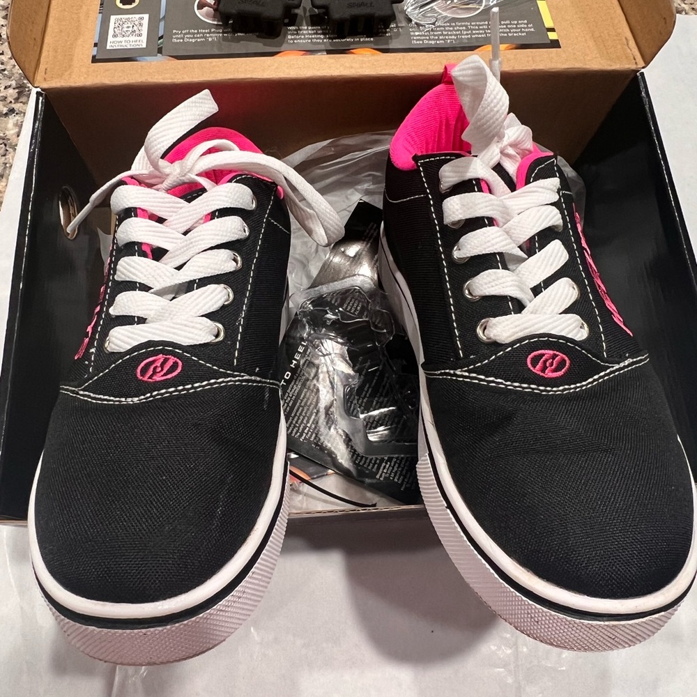 Black and Pink Heely Skate Shoes